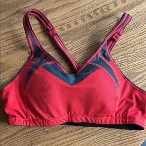 Moving Comfort Red and Gray Sports Bra Size Med